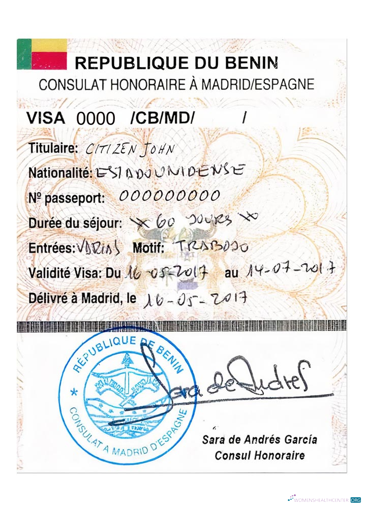 Download BENIN travel visa Photoshop template